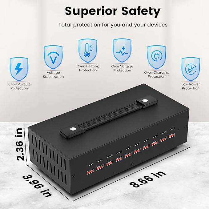 Portable USB~C Charger Block, 200W 20 Port Home Fast Charging Station - Image 5