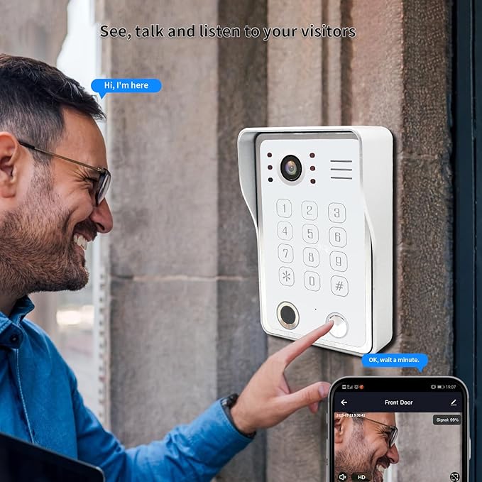 Wired Video Door Phone Kit Apartment Intercom System, 10 Inch Touch Screen - Image 4