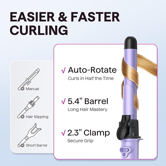Wavytalk 1 Inch Rotating Curling Iron, Curl Cycle, Automatic Curling Wand - Image 3