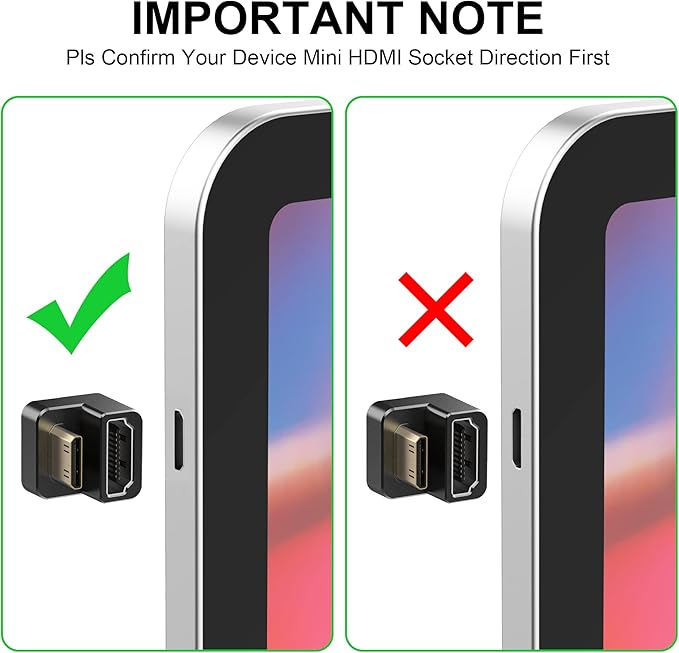 AGVEE 2 Pack 180 Degree Angled Mini HDMI Male to HDMI Female Adapter, U-Shaped - Image 5
