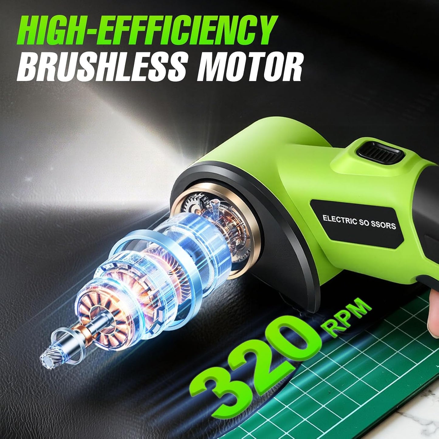 Cordless Electric Scissors, 4V Rechargeable Cardboard Cutter with 2600mAh Battery, Safety Lock, LED Light, 2 Blades, Electric Box Cutter for Cardboard, Fabric, Plastic, Leather, Cloth, DIY Crafts