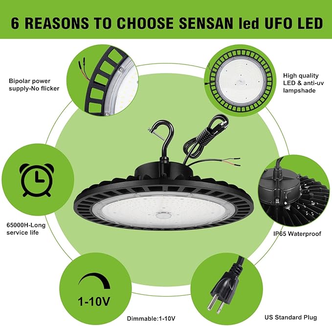 High Bay Led Shop Lights 200W 1-10V Dimmable UFO LED High Bay Light 200W 5000K - Image 3