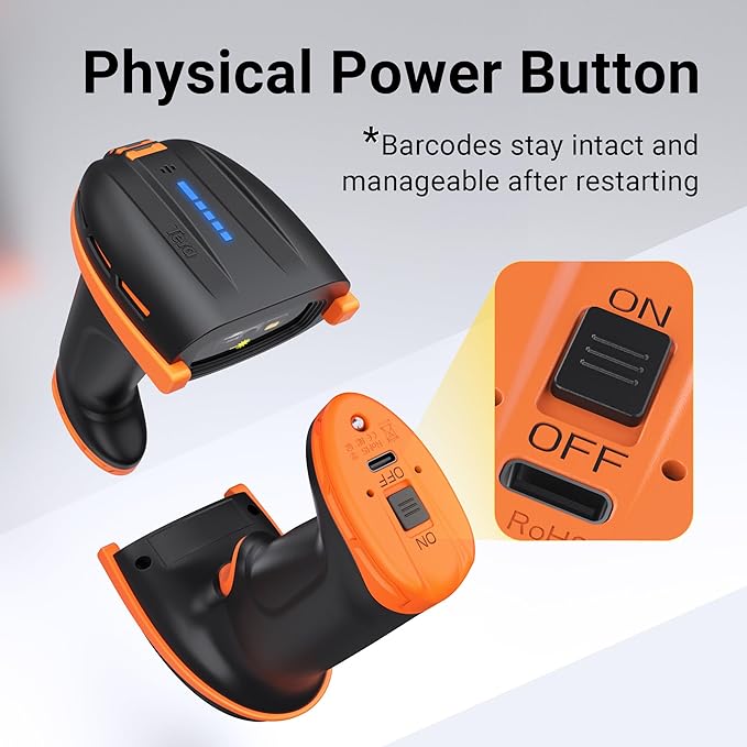 Tera Pro Barcode Scanner with Power Switch Battery Level Indicator Replaceable - Image 2