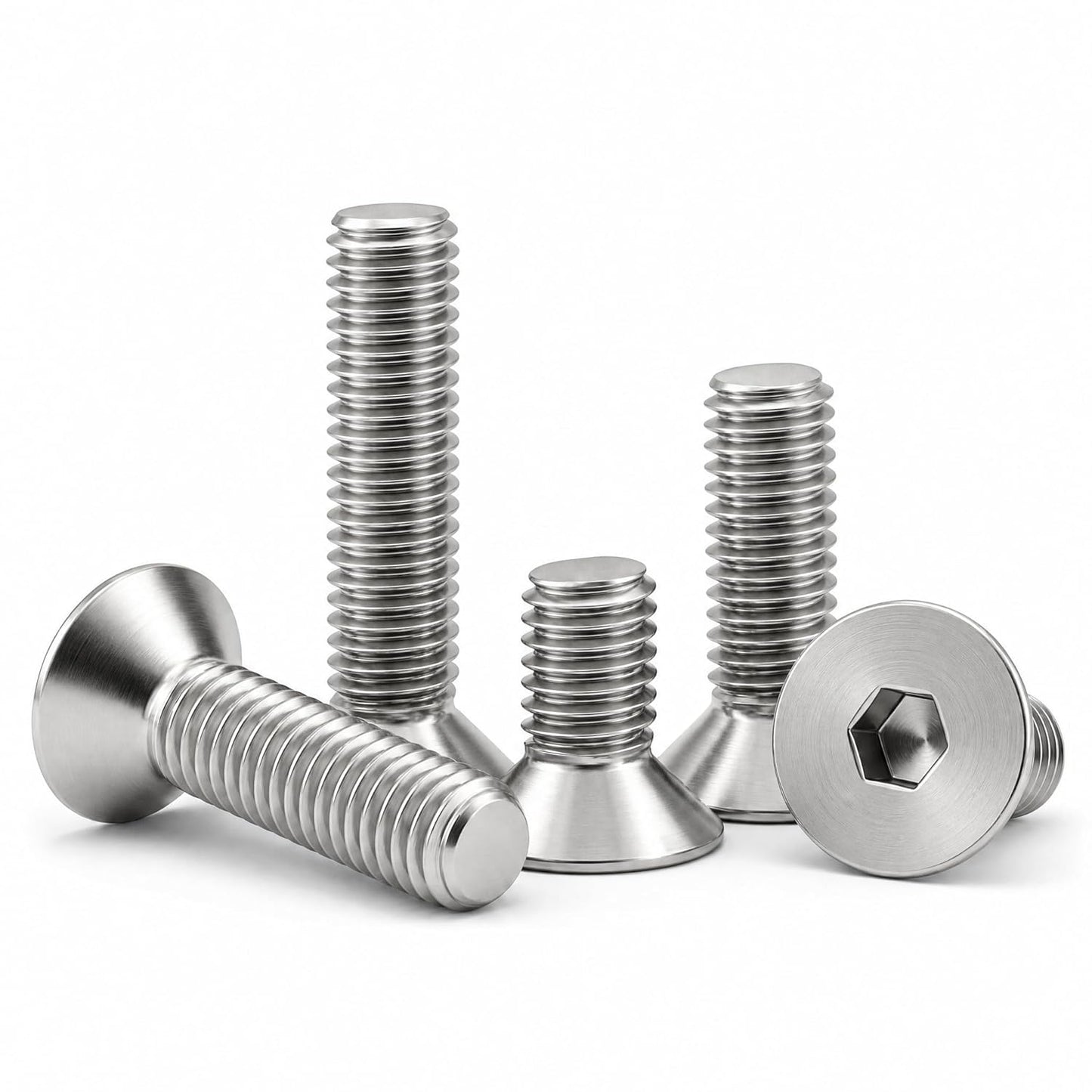 M5 x 25mm (30 Pack) Flat Head Socket Cap Screws Countersunk Allen Bolts, 304 Stainless Steel 18-8, Fully Machine Thread, Bright Finish