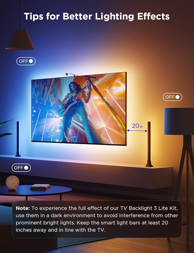 Govee TV Backlight 3 Lite Kit, 11.8ft RGBICW Wi-Fi TV LED Strip Lights - Image 8