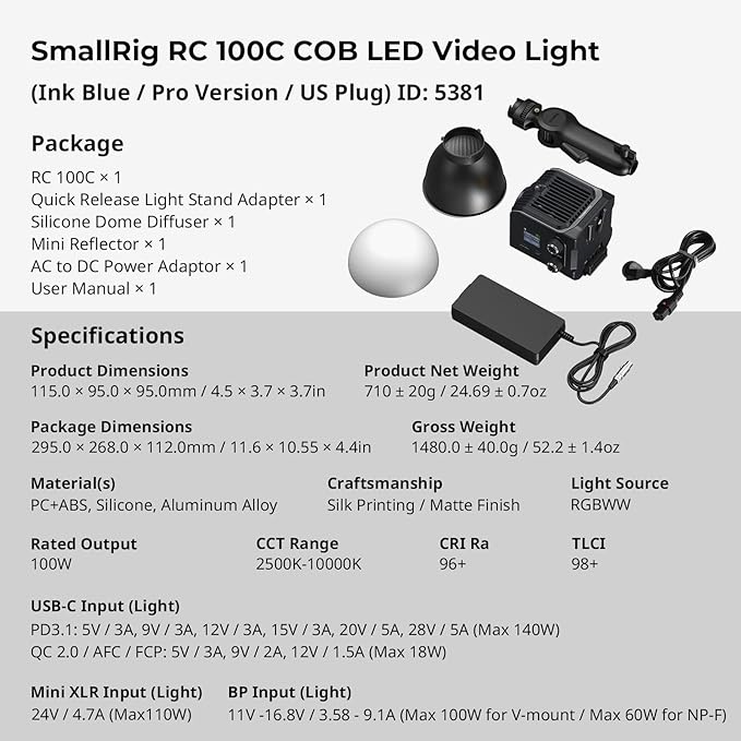 SmallRig RC 100C RGBWW LED Video Light, - Image 9