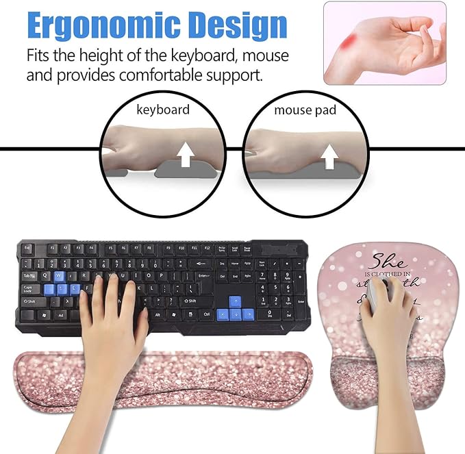 ERWYTYIOI Ergonomic Mouse Pad Wrist Support and Keyboard Wrist Rest Set - Image 7