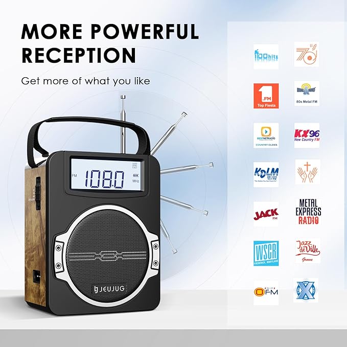 JEUJUG Radio Portable AM FM Digital Radios Clock Radio - Image 2