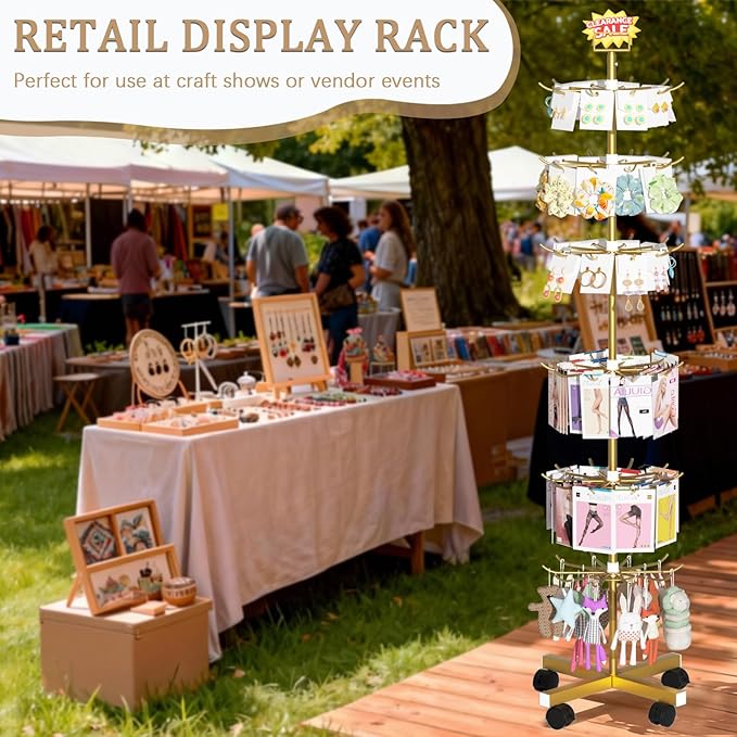 Exttlliy Retail Display Stand Store Display Rack 6 Tier Metal Spinning Display - Image 5