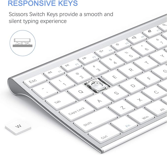 Wireless Keyboard and Mouse, Vssoplor 2.4GHz Rechargeable Compact Quiet - Image 4