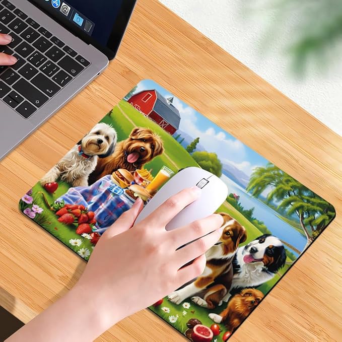 Dog Party Square Mouse pad, Waterproof, Anti Slip Rubber Base, Computer Mouse - Image 7