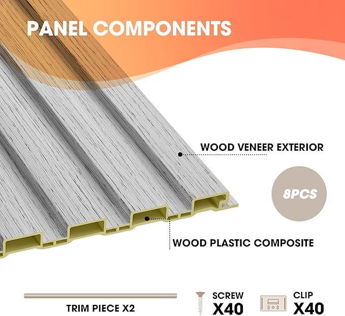 OUZUGIE WPC Acoustic Slat Wall Paneling, Living Room, TV Background, Study Room - Image 4