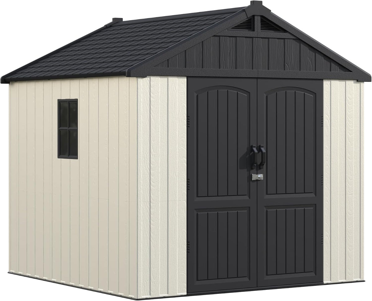 greesum 8x8ft plastic outdoor storage shed with floor, main product view