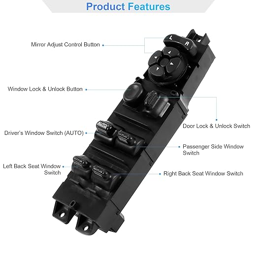 BASIKER Master Power Window Switch and Bezel, Driver Side Window Switch Bezel - Image 3