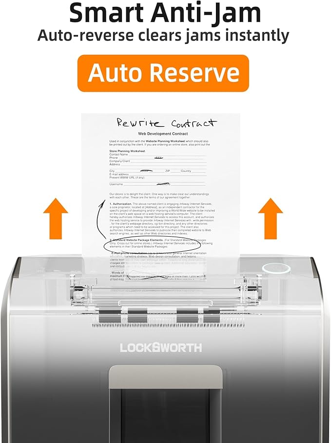 Locksworth Heavy Duty Micro-Cut Paper Shredder: 200-Sheet Auto Feed/10-Sheet - Image 6
