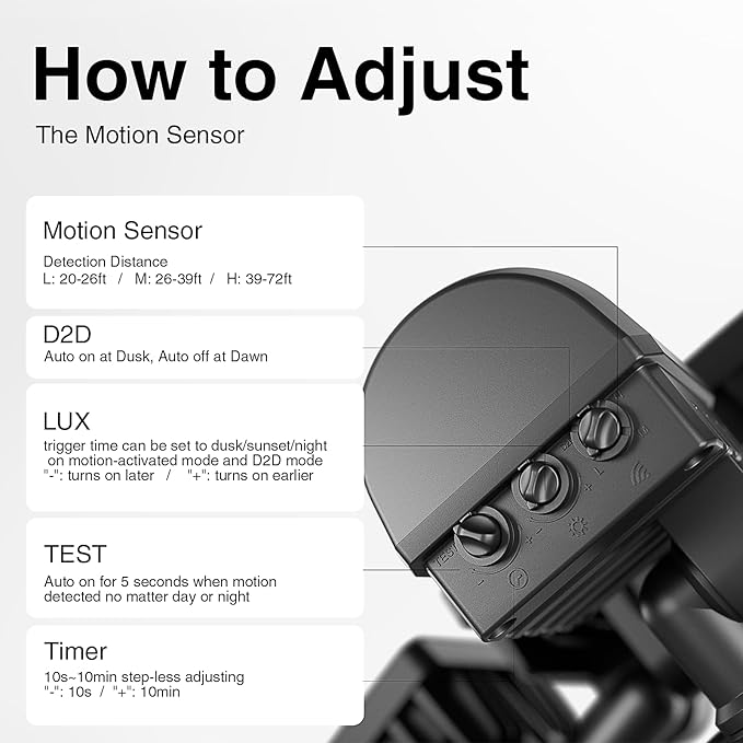 Onforu 120W 12000LM LED Security Lights Motion Sensor Outdoor, Dusk to Dawn - Image 7