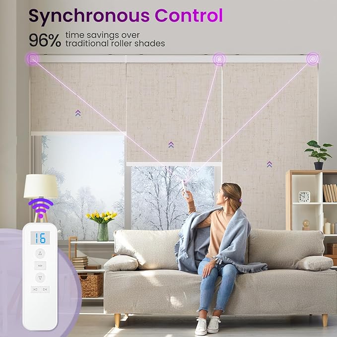 Astomi Motorized Roller Shades for Windows, Smart Blinds, Voice Control - Image 2