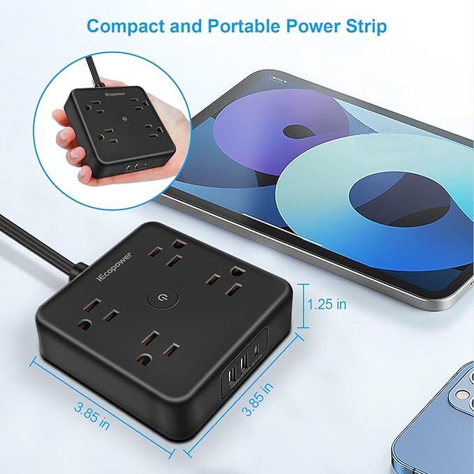 2 Pack Ultra Flat Plug Power Strip, Power Strips - Image 4