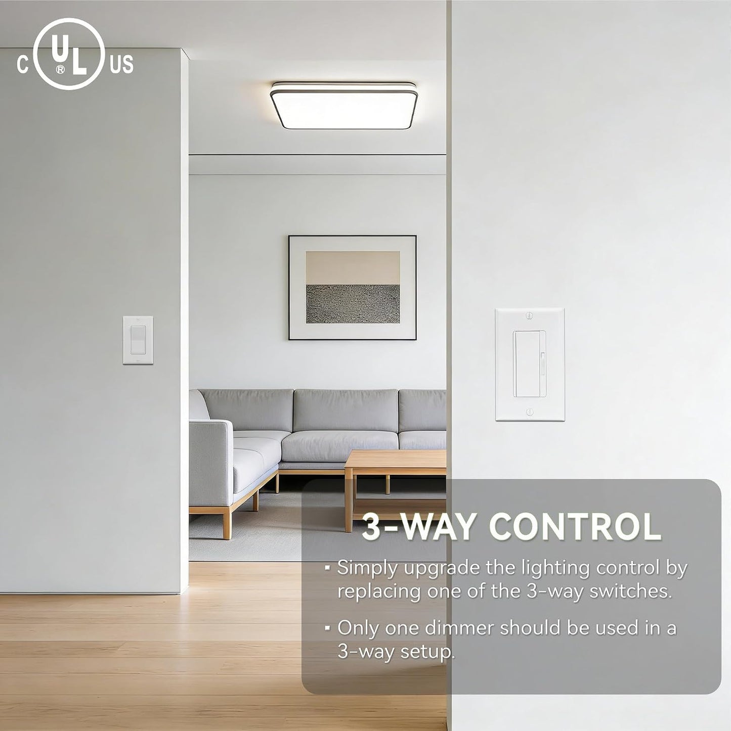 6 Pack LED Dimmer Light Switch Single Pole or 3 Way Dimmable Light Switch Compatible with LED CFL Halogen and Incandescent Bulbs with Adjustable Minimum Brightness UL Listed White