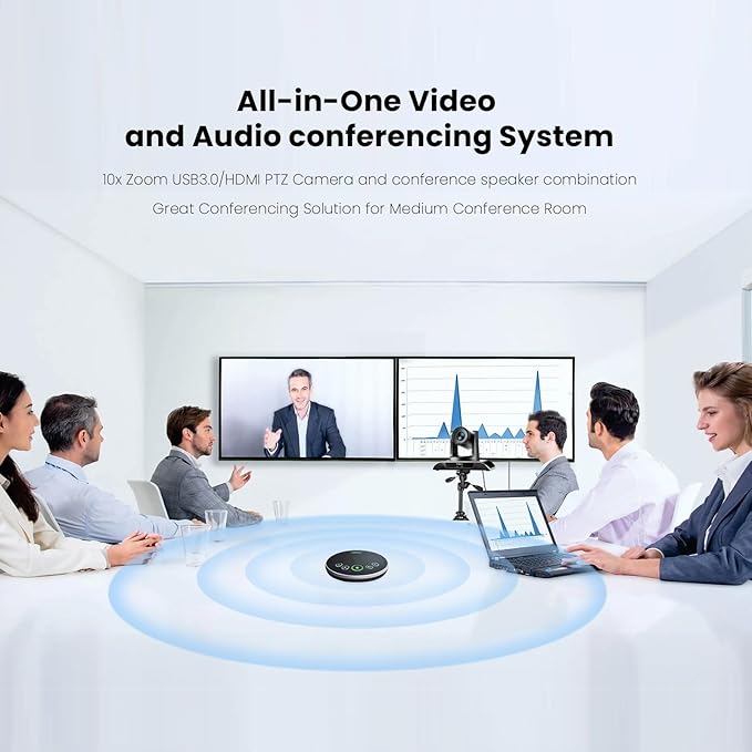 TONGVEO 10x Zoom Conference Room Video Camera System, All-in-One HD 1080P 60fps - Image 8