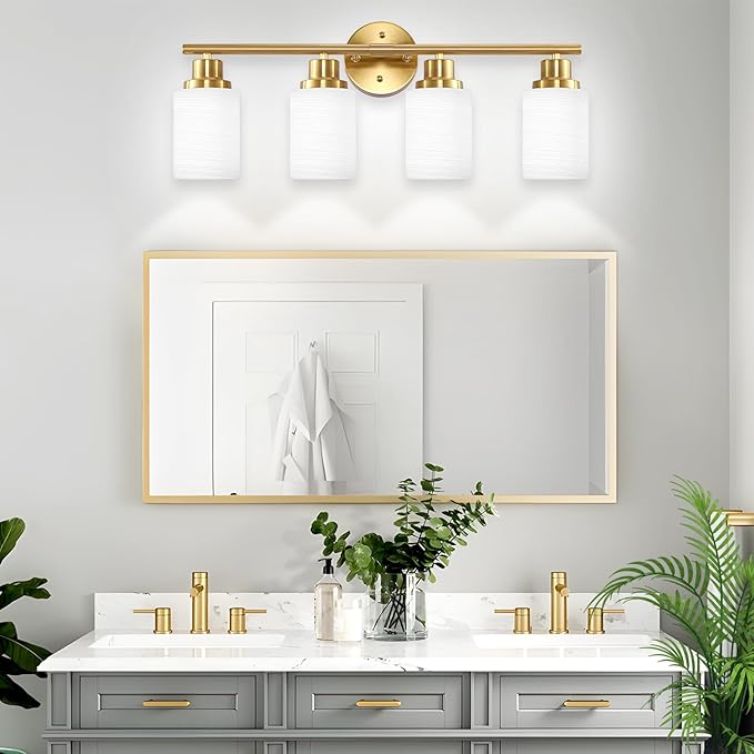 Guliaofo 4-Light Vanity Lights, Brushed Gold Bathroom Light Fixture - Image 7
