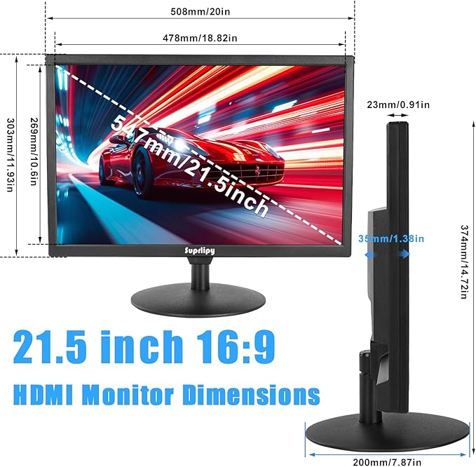 Suprlipy 21.5" FHD Mini LCD Monitor Display Screen 1920x1080 60Hz 16:9 BNC VGA - Image 7