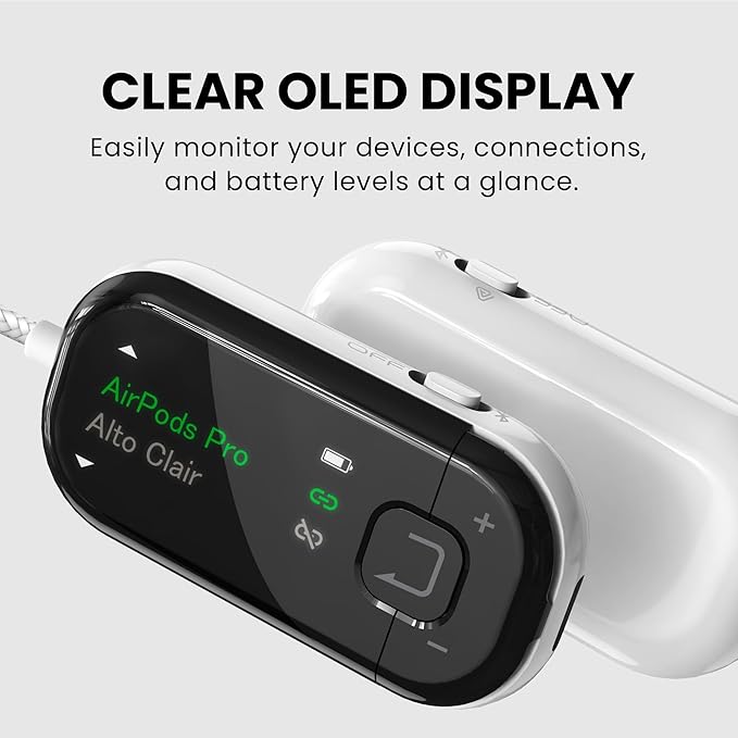 Avantree Voyager – OLED Display & Latest Auracast Bluetooth 5.4 Adapter - Image 2
