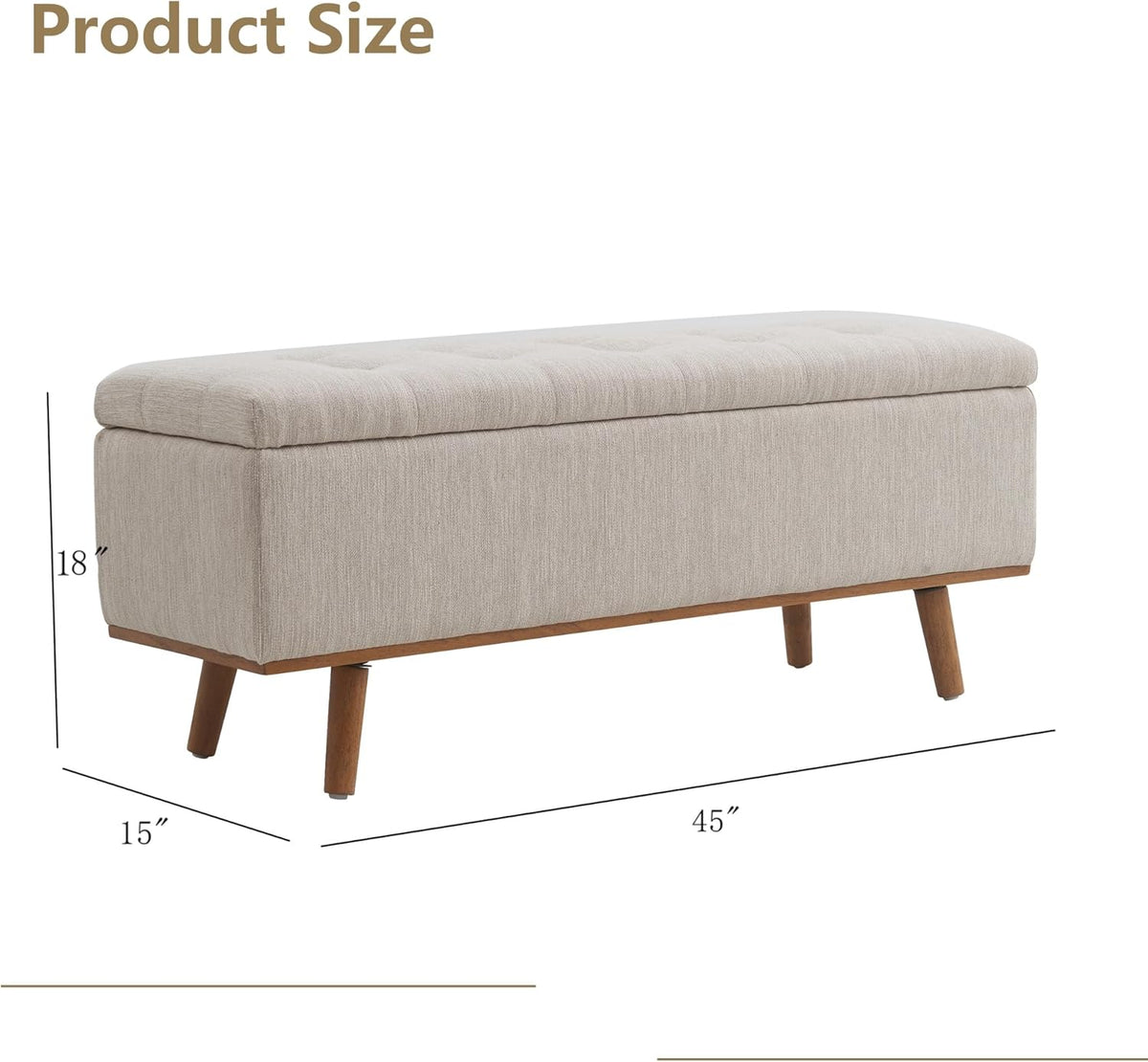 storage ottoman bench, 45" end of bed bench, view 9