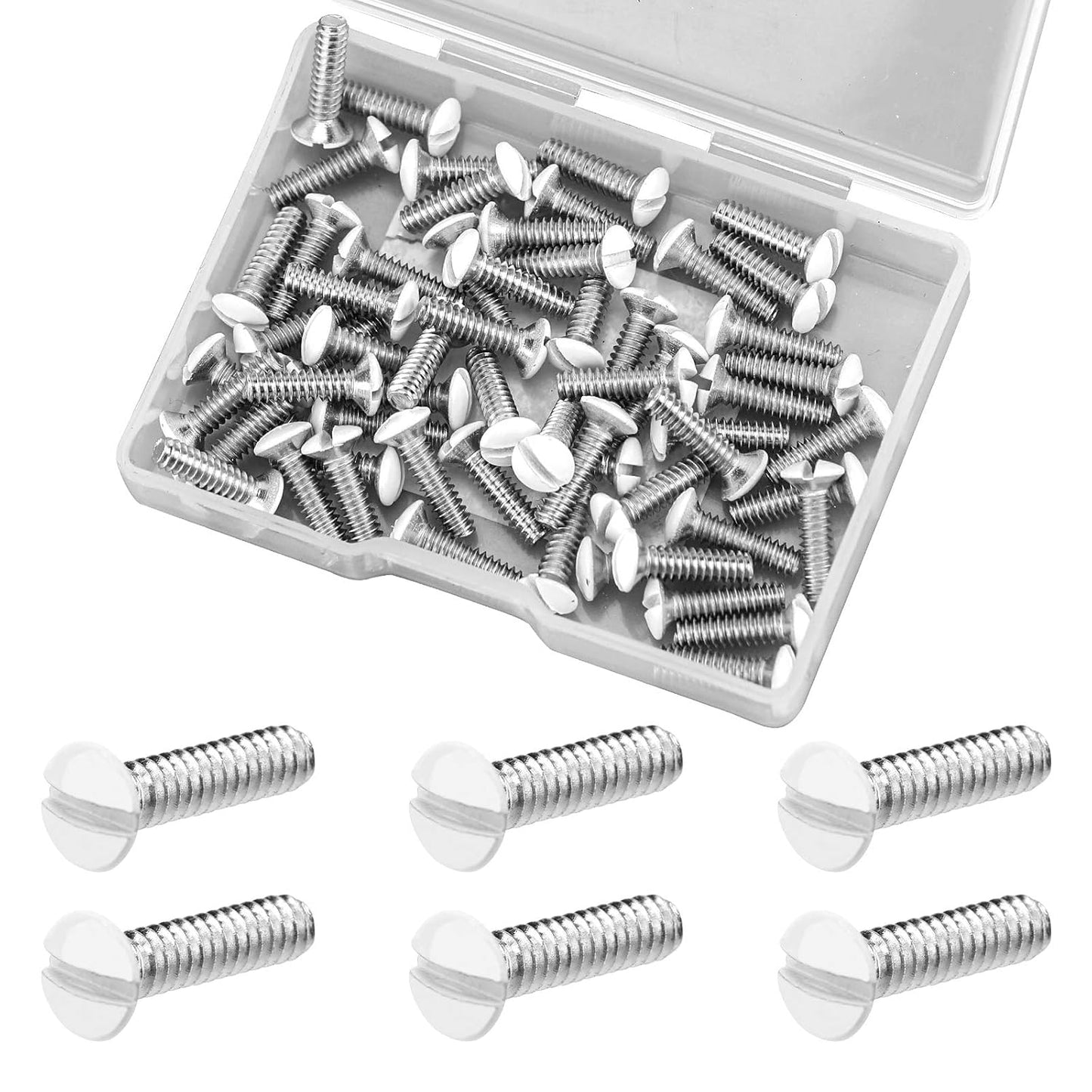 AIEX 60Pcs 1/2 Inch Long 6-32 Thread White Wall Plate Screws