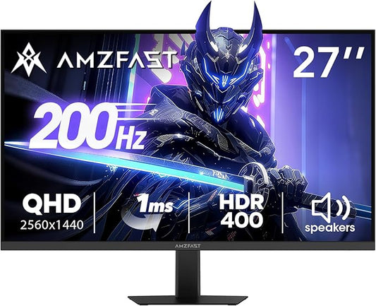 Amzfast 27 Inch Gaming Monitor 200Hz WQHD 2k 2560 x 1440p Monitor, Built-in by Amzfast