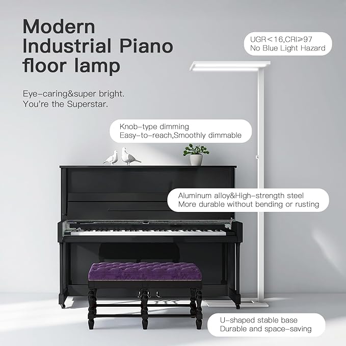 STERREN 76" Led Floor Lamp, 120W White Modern Free-Standing Lamp, 9100LM - Image 6