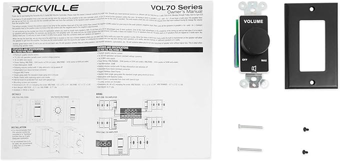 Rockville VOL7035 Black 35W 70V Wall Volume Control Zone Controller, 11-Step - Image 6