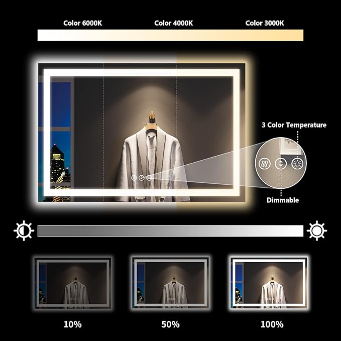 YEELAIT 55x36 Inch LED Bathroom Mirror - Image 4