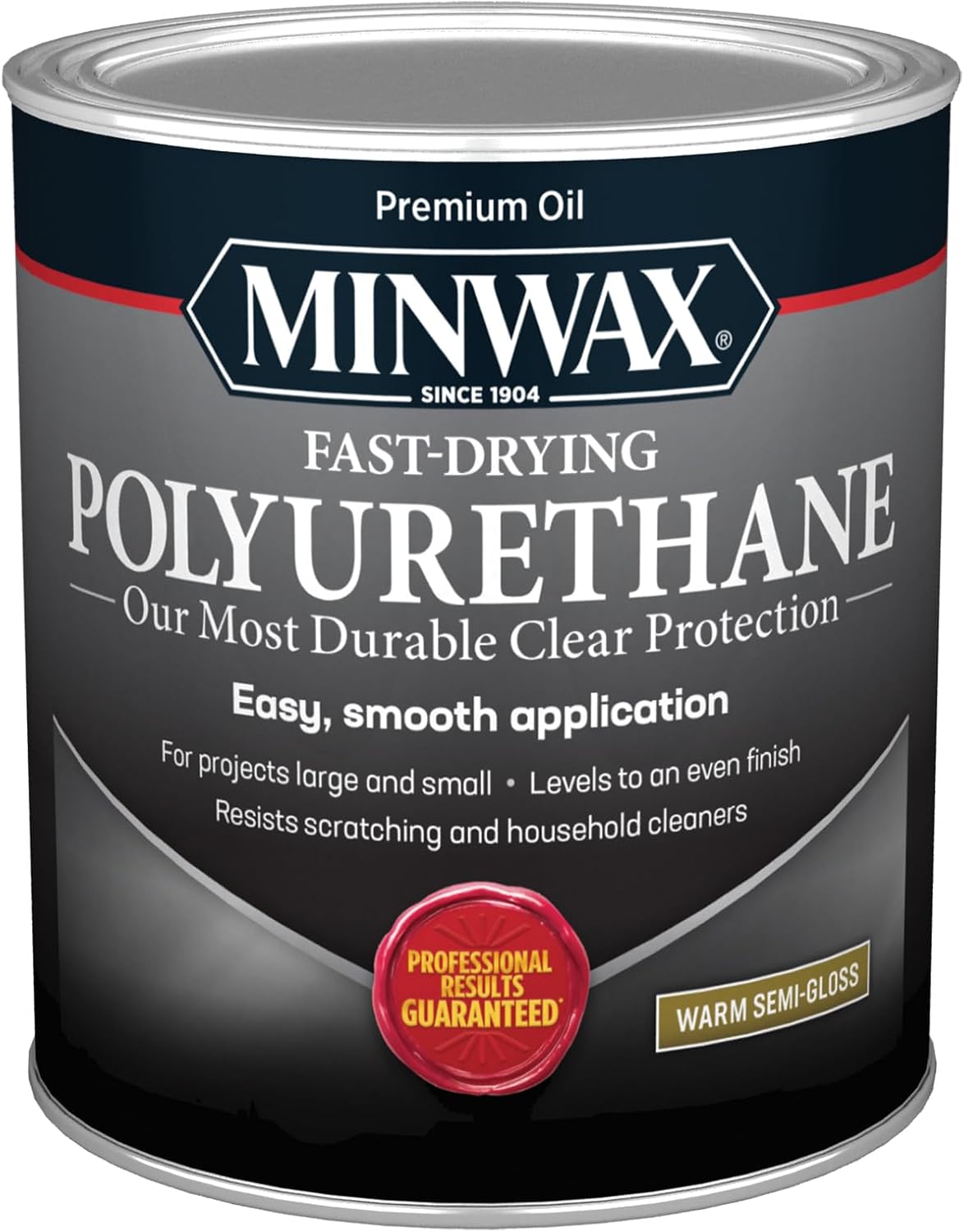 Minwax Fast Drying Polyurethane Protective Wood Finish, Clear Semi-Gloss, 1 Quart