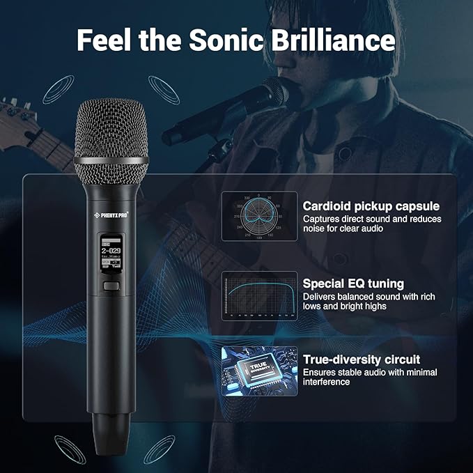Phenyx Pro Dual-Channel Wireless Microphone System, Dynamic Mics w/ID Lock - Image 5