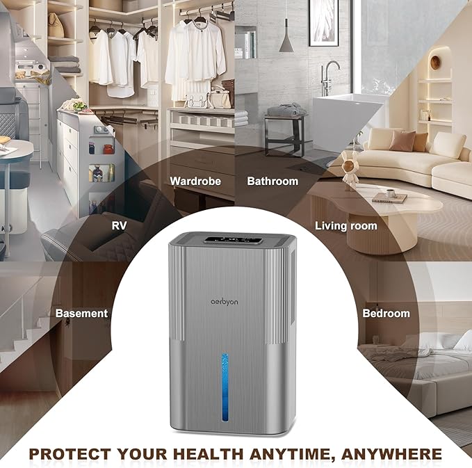 Aerbyon Dehumidifiers for Home 95 OZ Water Tank Dehumidifier for Bathroom - Image 7