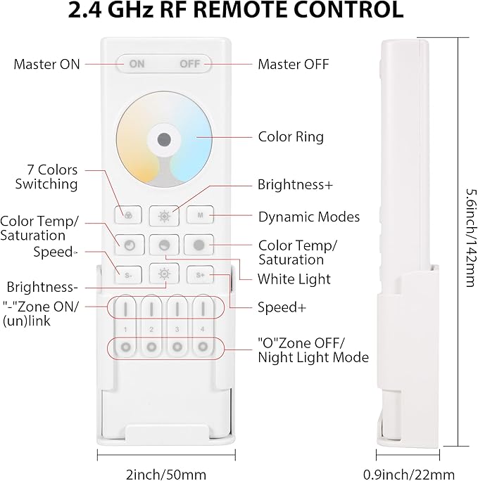 XXK 4-Zone 2.4G Wireless RF Remote Control, 99ft 360 Control, 4 Channel Group - Image 2