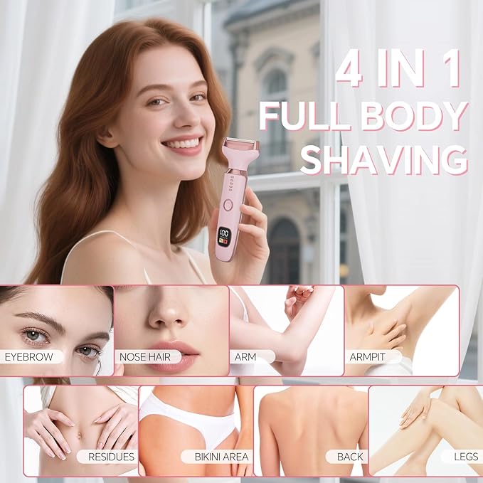 Electric Razors for Women, 4 in 1 Bikini Trimmer for Women, Wet & Dry Use Body - Image 2
