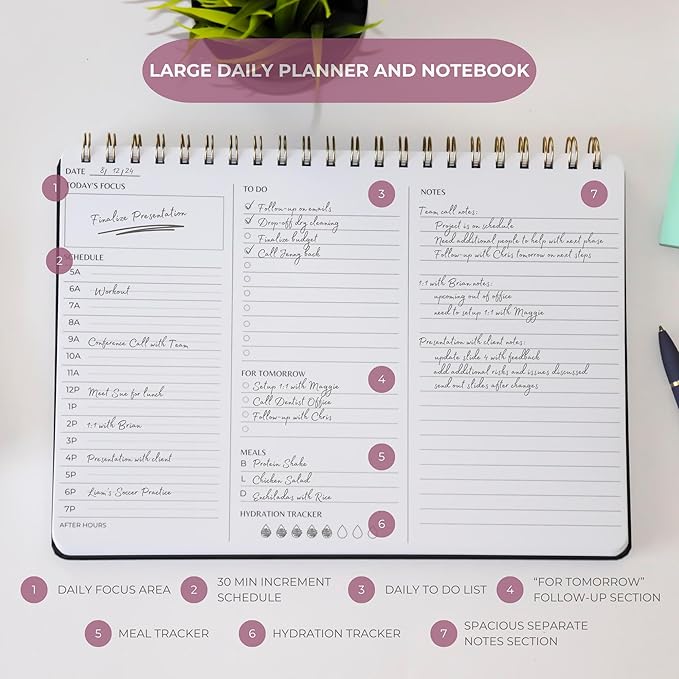 Undated Daily Planner | 8.25” x 11.75” Work To-Do Notebook | ADHD Academic - Image 7
