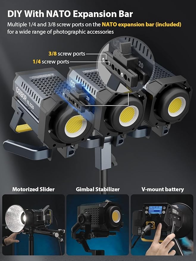 Video Light, COLBOR CL220M 220W Continuous Lighting 2700-6500K CRI96+ 58 - Image 7