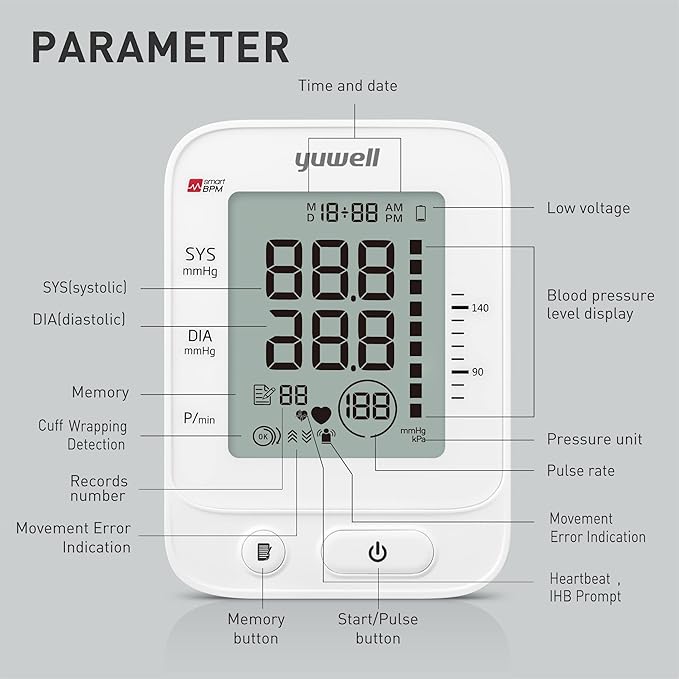 yuwell Blood Pressure Monitor, Large Upper Arm Blood Pressure Cuff, Digital - Image 7