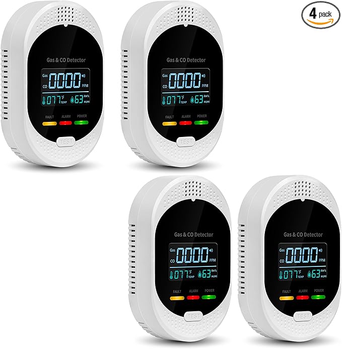 4PCS 4-in-1 Carbon Monoxide & Natural Gas Detectors by Unknown
