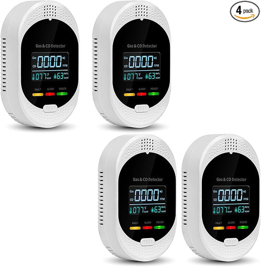 4PCS 4-in-1 Carbon Monoxide & Natural Gas Detectors by Unknown