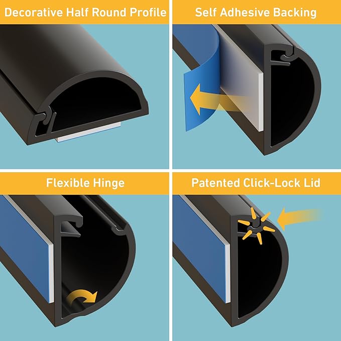 D-Line 31.4in TV Cord Hider, Patented Half Round Cable Cover, Hide Wall Mount - Image 2