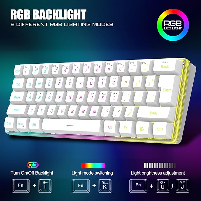 RedThunder 60% Wireless Gaming Keyboard and Mouse Combo, 2500mAh Rechargeable - Image 5