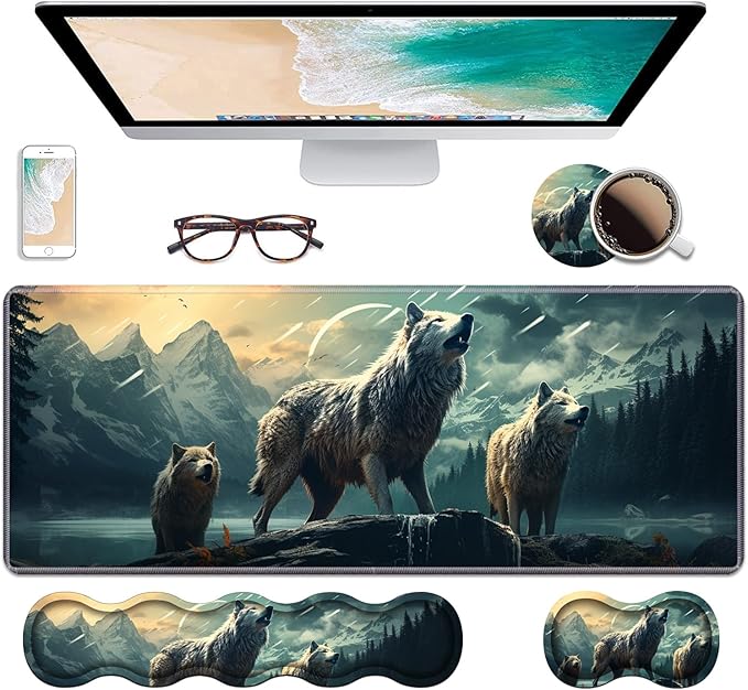 Ergonomic Keyboard Wrist Rest & Mouse Pad Wrist Rest Set, Large XXL Gaming Desk by Unknown