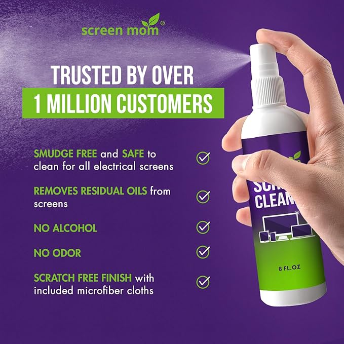 Screen Mom Cleaner Spray and Microfiber Cloth 8oz, Streak-Free Car Screen - Image 4