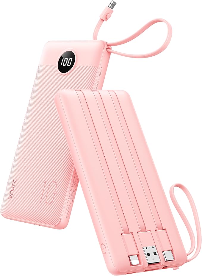 VRURC Portable Charger Power Bank, 10000mAh Travel Essentials Battery Pack by Home