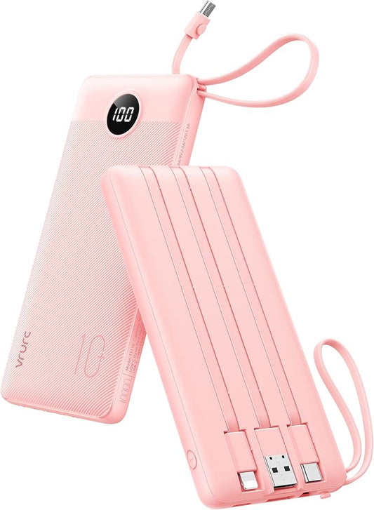 VRURC Portable Charger Power Bank, 10000mAh Travel Essentials Battery Pack by Home