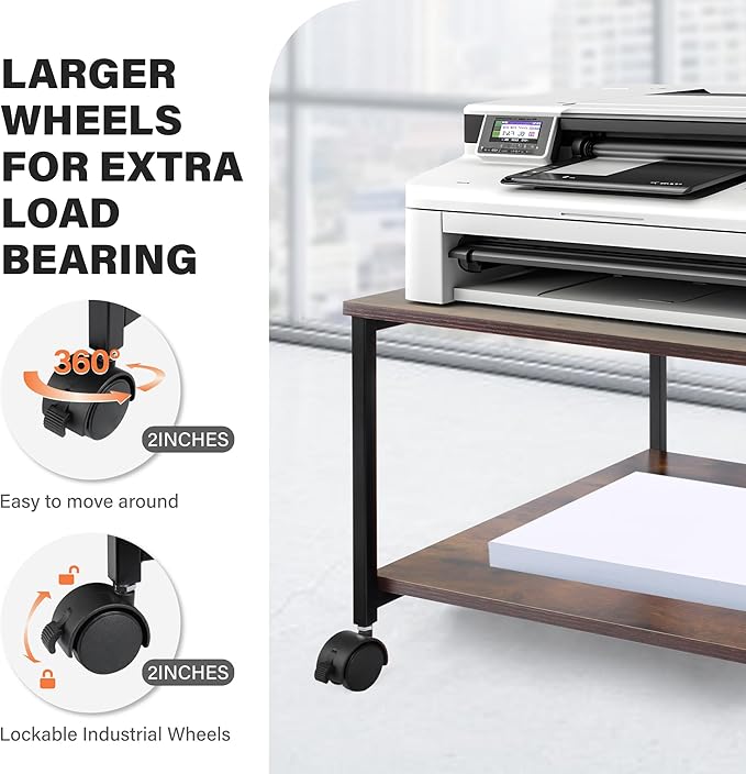 EMERIT Printer Stand, 19.5''x19.5''x12.8'' 2 Tier Large Printer Laser Table - Image 4